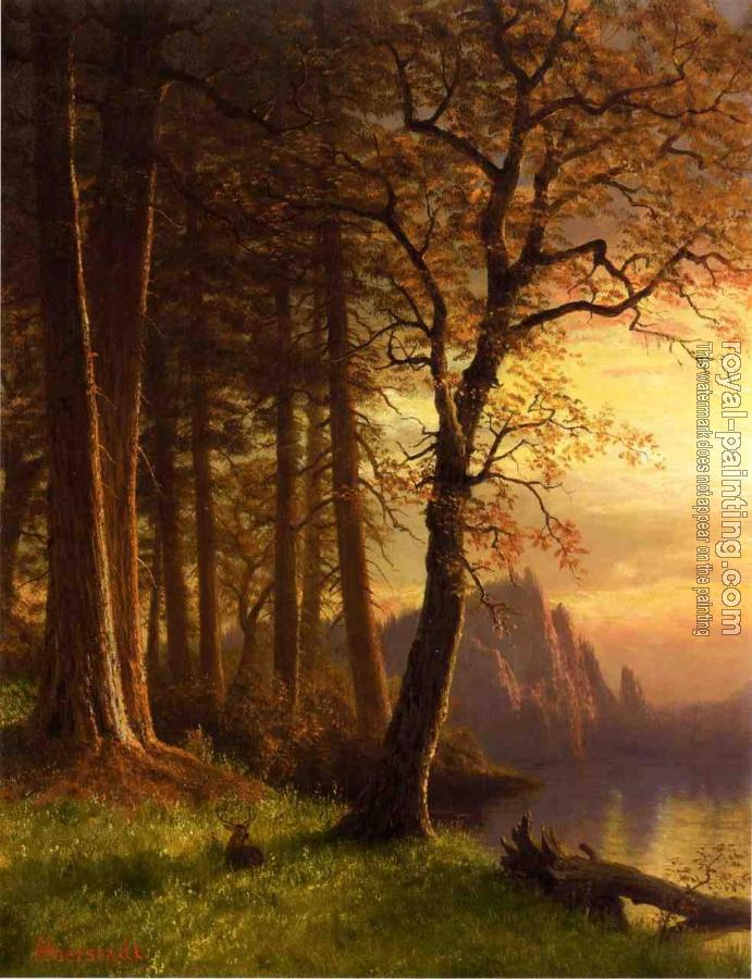 Albert Bierstadt : Sunset in California Yosemite Albert Bierstadt : Sunset in California Yosemite